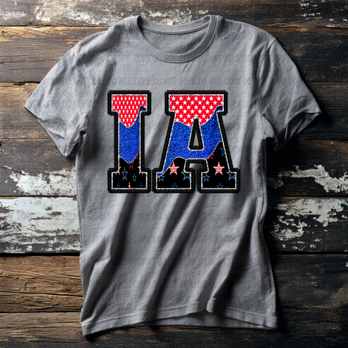 IA (red blue and black filled) (Revel) DTF Transfer
