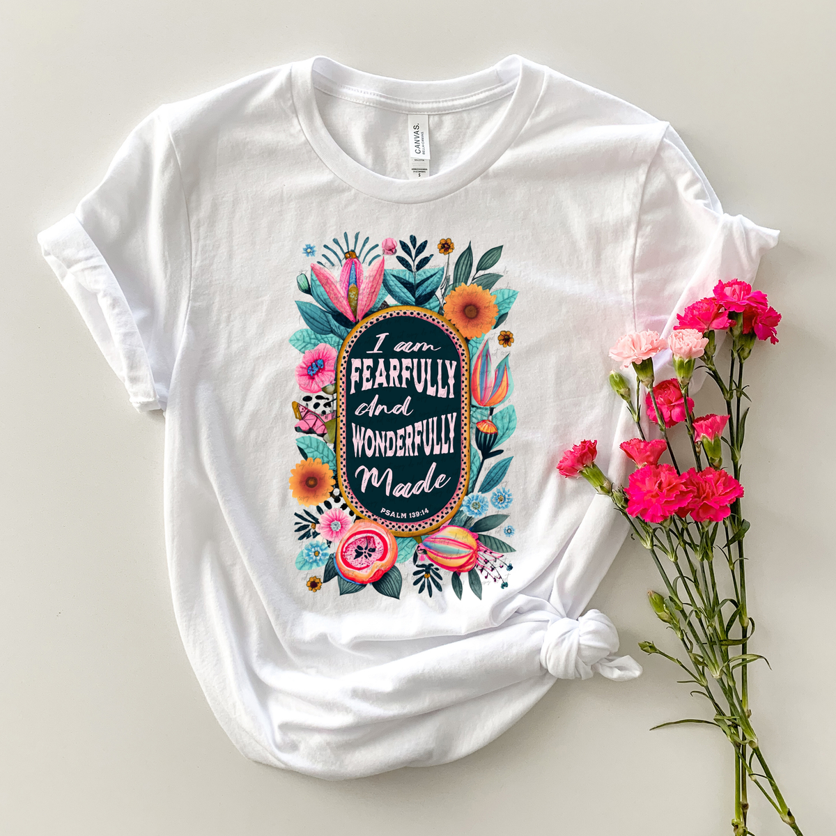 I Am Fearfully And Wonderfully Made Psalm 139:14 Gerberas Floral 76886 DTF Transfer