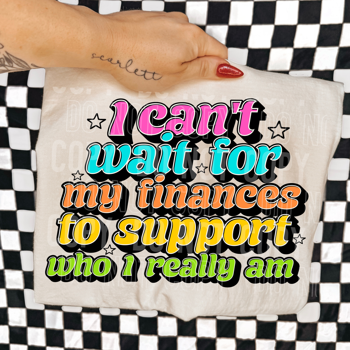 I can't wait for my finances RAINBOW (SBB) DTF Transfer