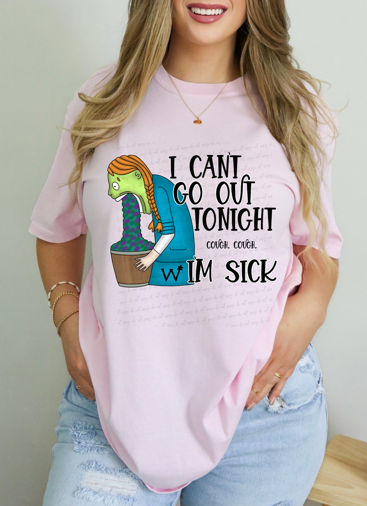 I Can't Go Out Cough Cough I'm Sick Wednesday Vomit 115256 DTF transfer