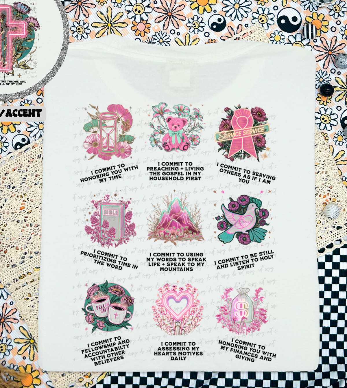 I Commit To Honoring You With My Time Grid (Back Print) 76888 DTF Transfer