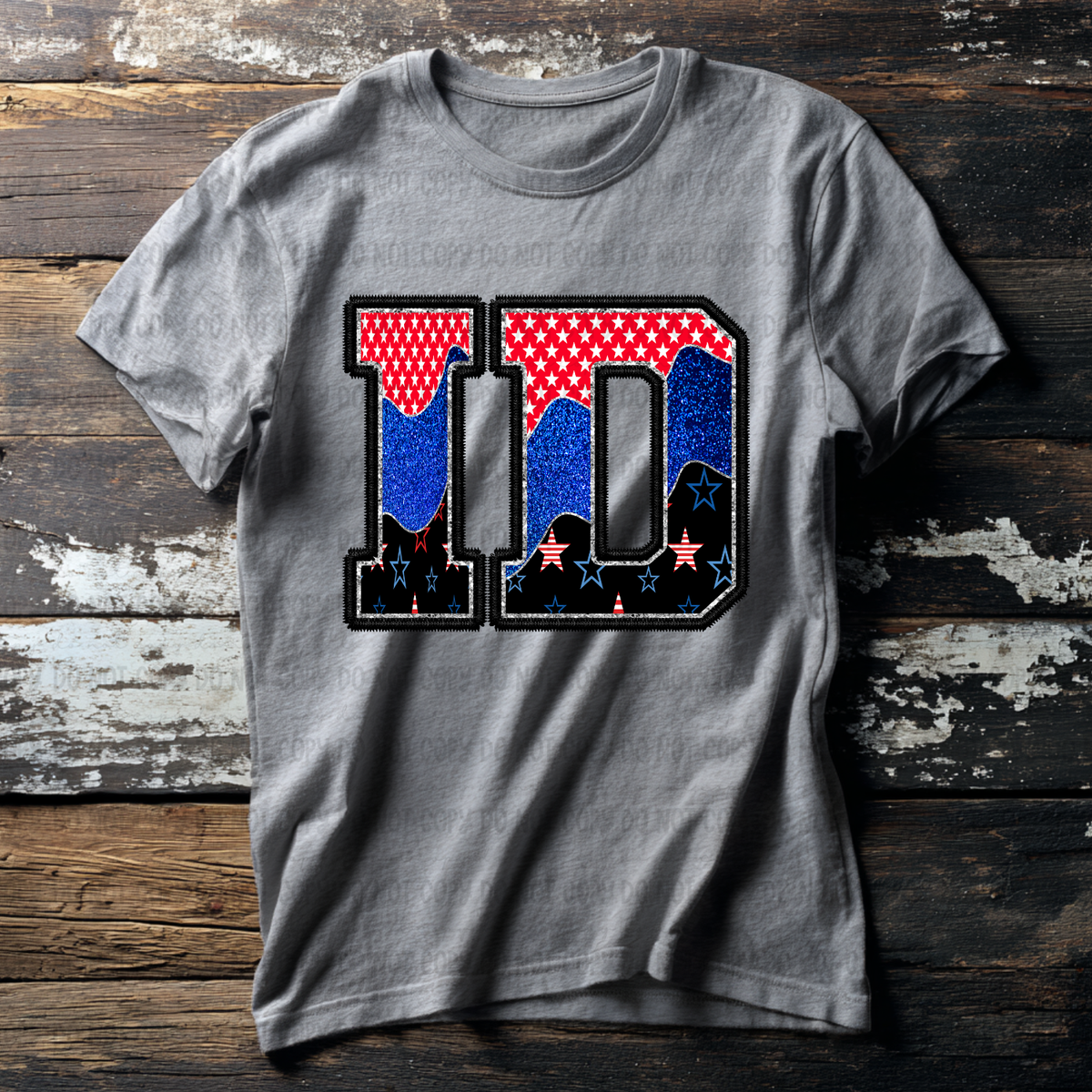 ID (red blue and black filled) (Revel) DTF Transfer