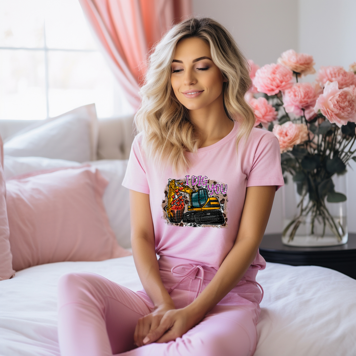 I Dig You Excavator Hearts 71607 DTF Transfer