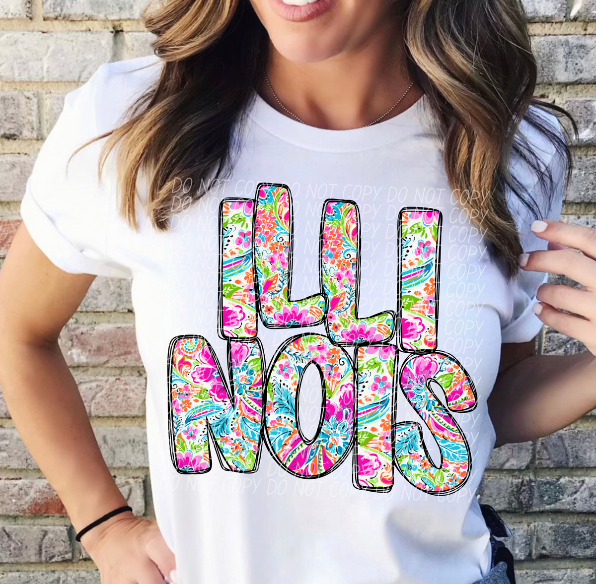 Illinois floral STACKED CITY DTF transfer