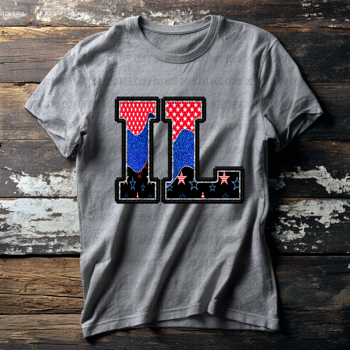 IL (red blue and black filled) (Revel) DTF Transfer