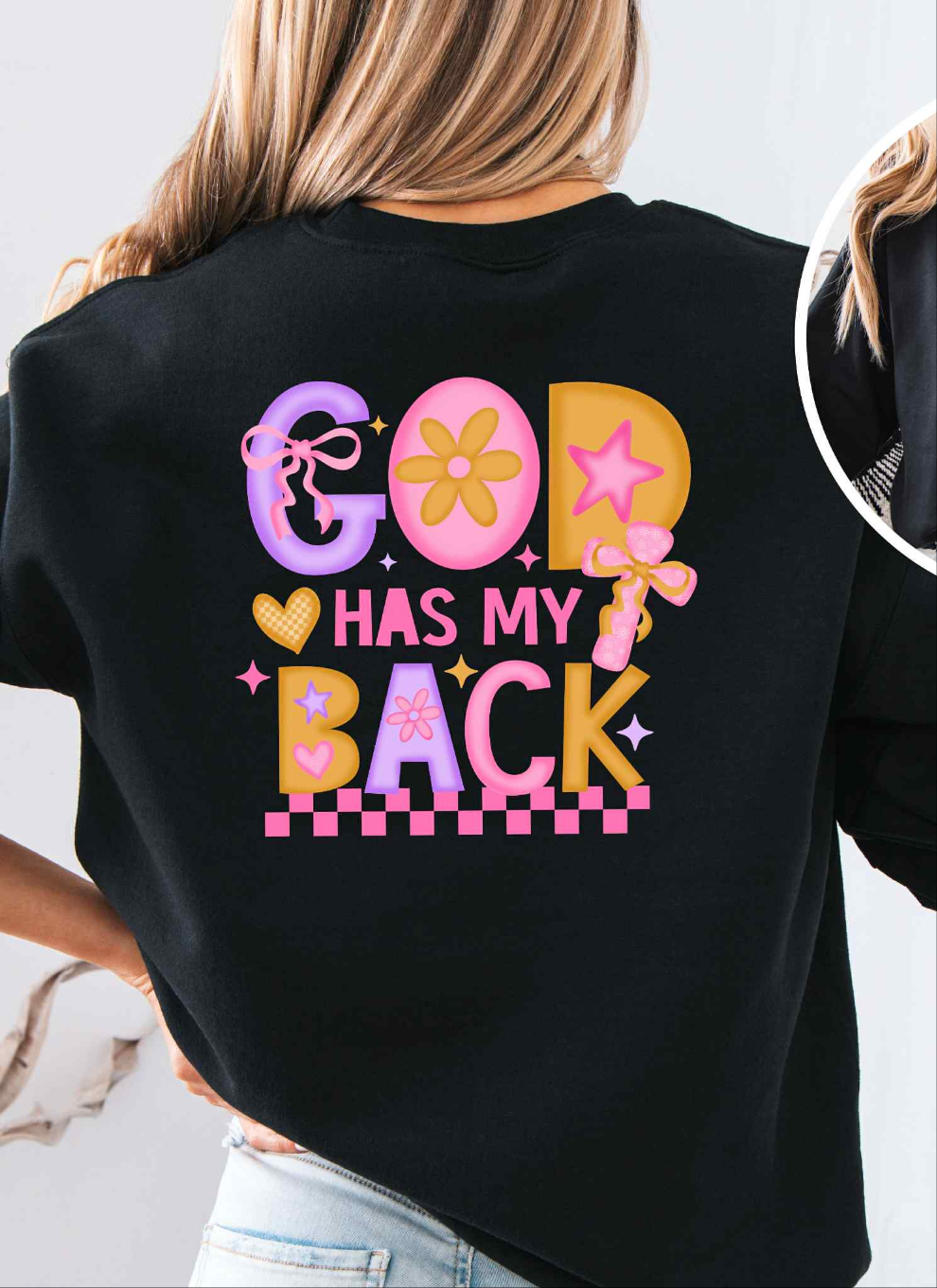 God has my back neon colors EXCLUSIVE DTF transfer