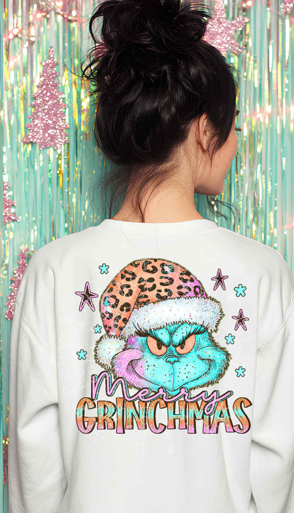 Merry gmas colorful leopard hat DTF transfer