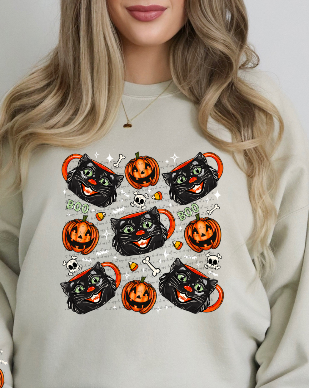 Scaredy Cat Collage White Front Print 42711 DTF transfer