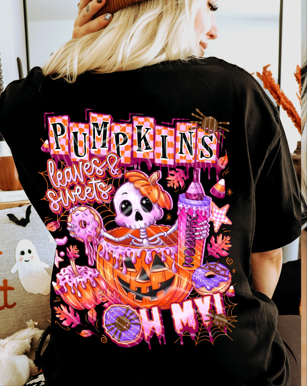 Pumpkins leaves and sweets oh my! Gravitee DTF transfer