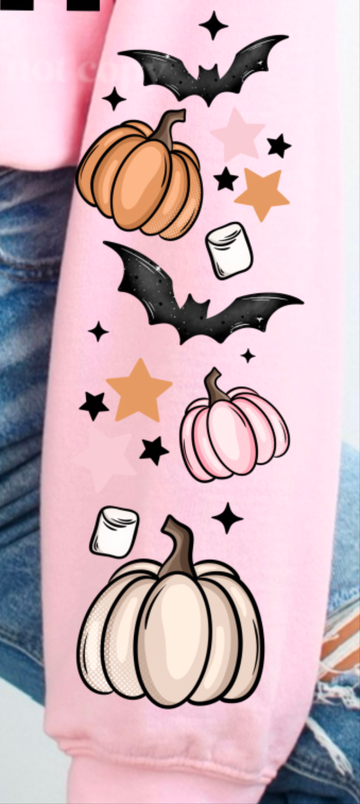 Bats pumpkins STARS SLEEVE CSC DTF transfer