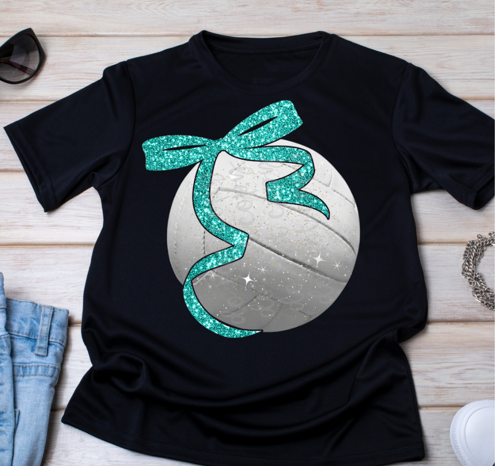 Teal volleyball bow (Parker)  DTF Transfer