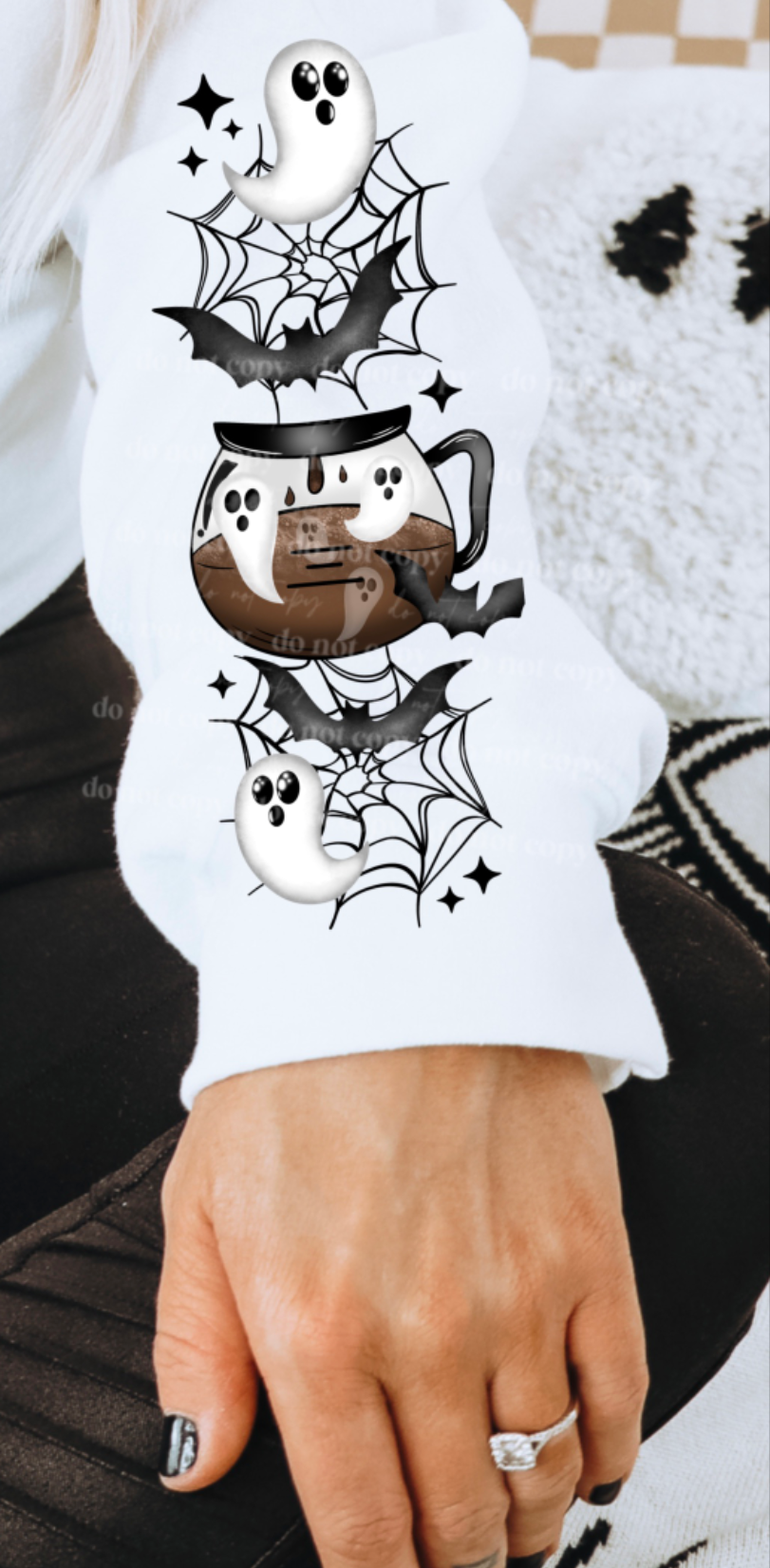 Boo'd coffee GHOST BATS (coffee pot) SLEEVE CSC DTF transfer