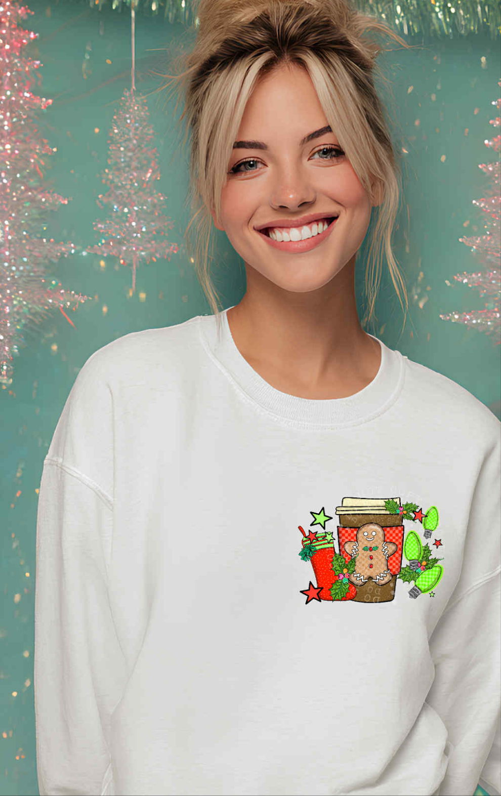 Latte with gingerbread pocket DTF transfer