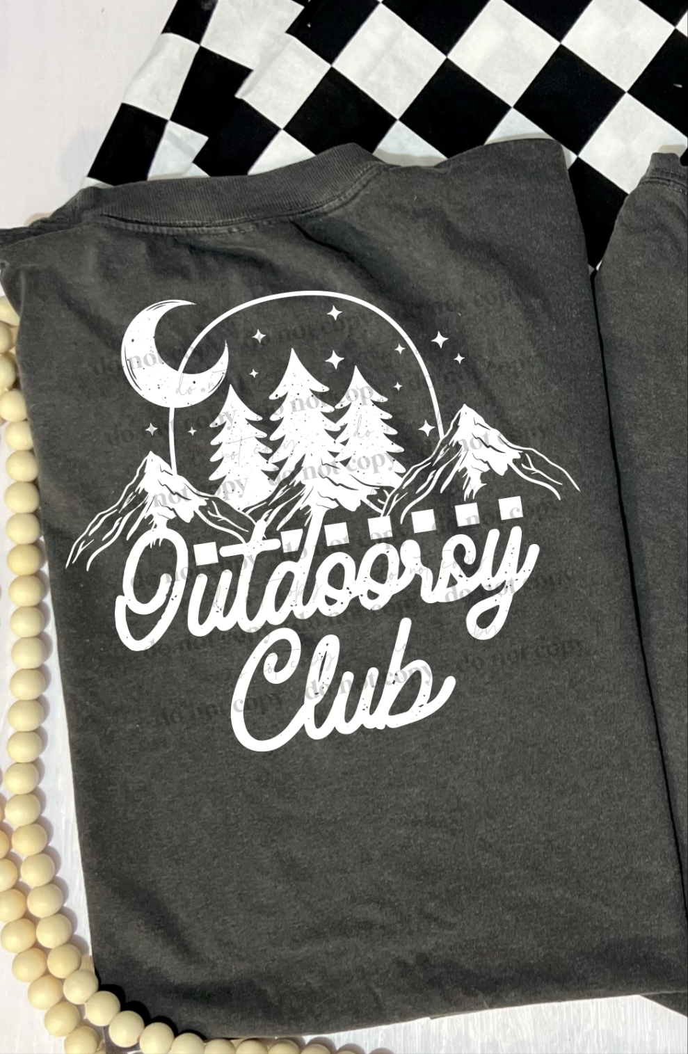 Outdoorsy club mountain scene WHITE CSC DTF transfer