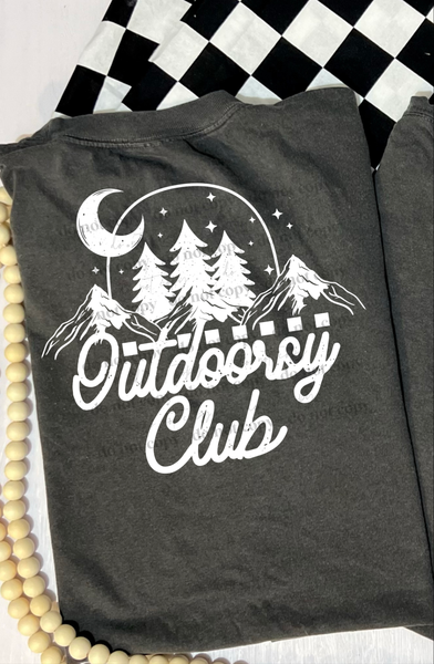 Outdoorsy club mountain scene WHITE CSC DTF transfer