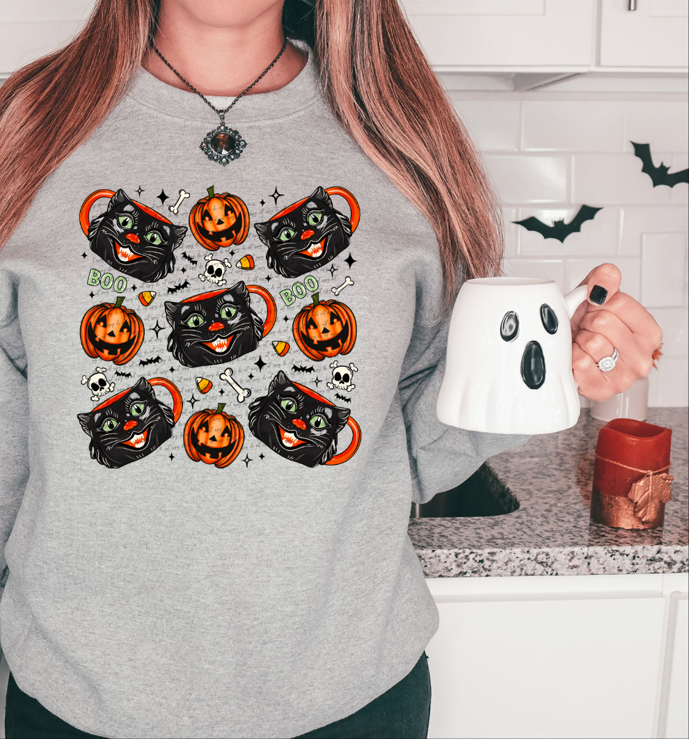 Scaredy Cat Collage Black Front Print 42713 DTF transfer