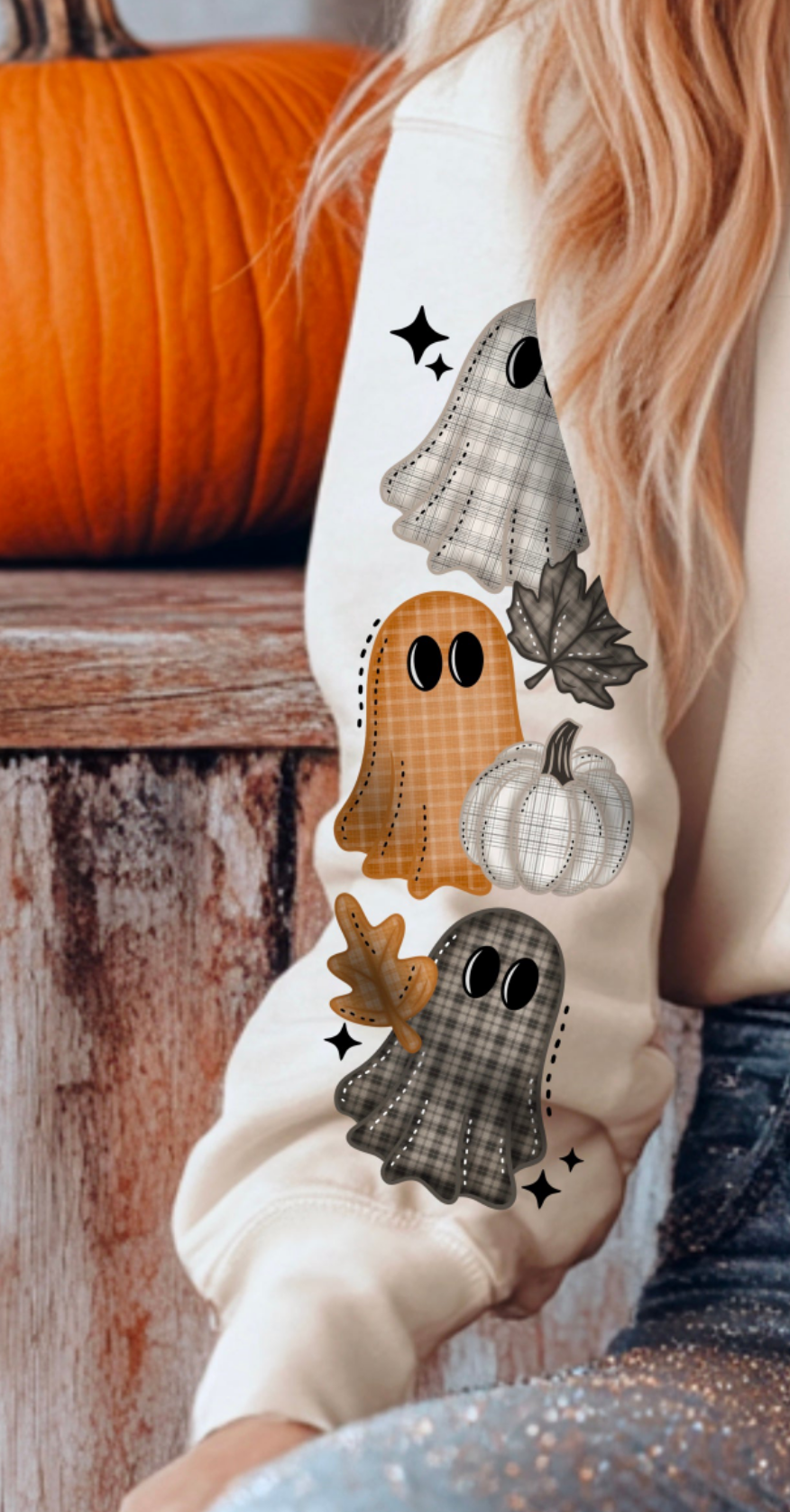 Plaid ghost checkered SLEEVE CSC DTF transfer