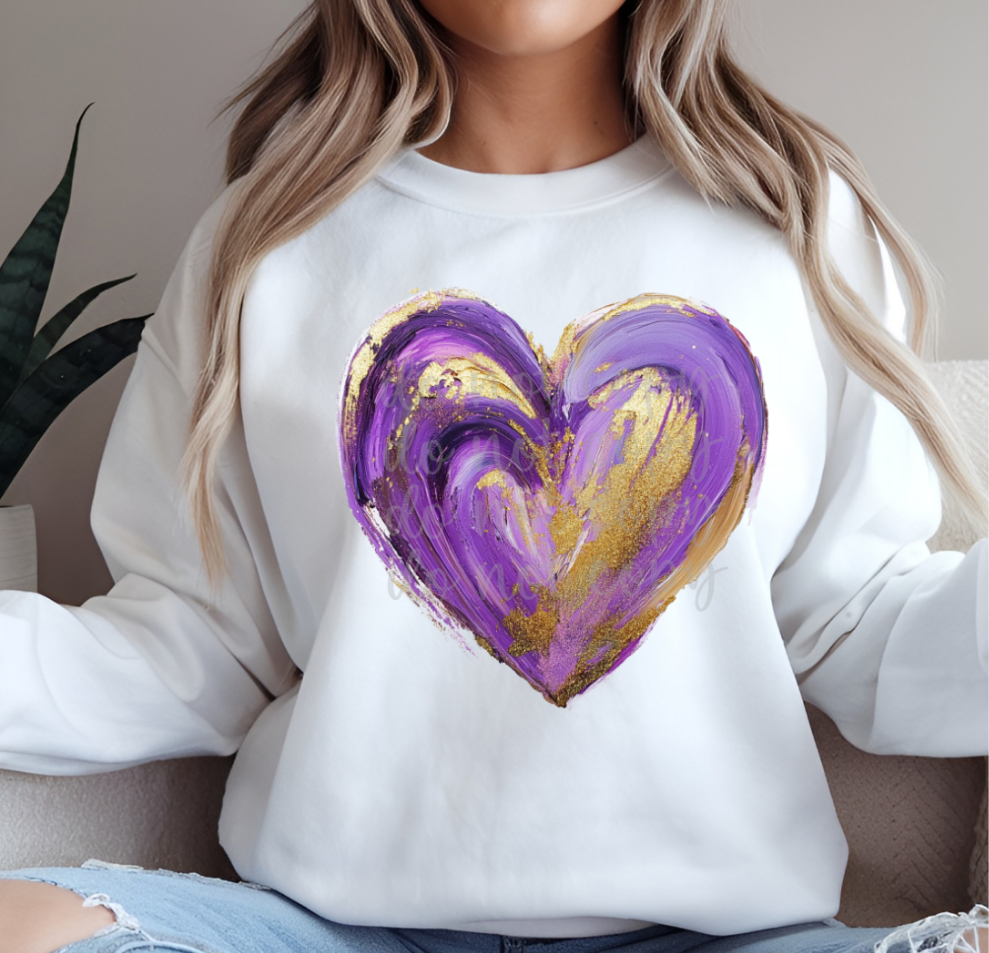 Purple Gold Heart (Parker)  DTF Transfer