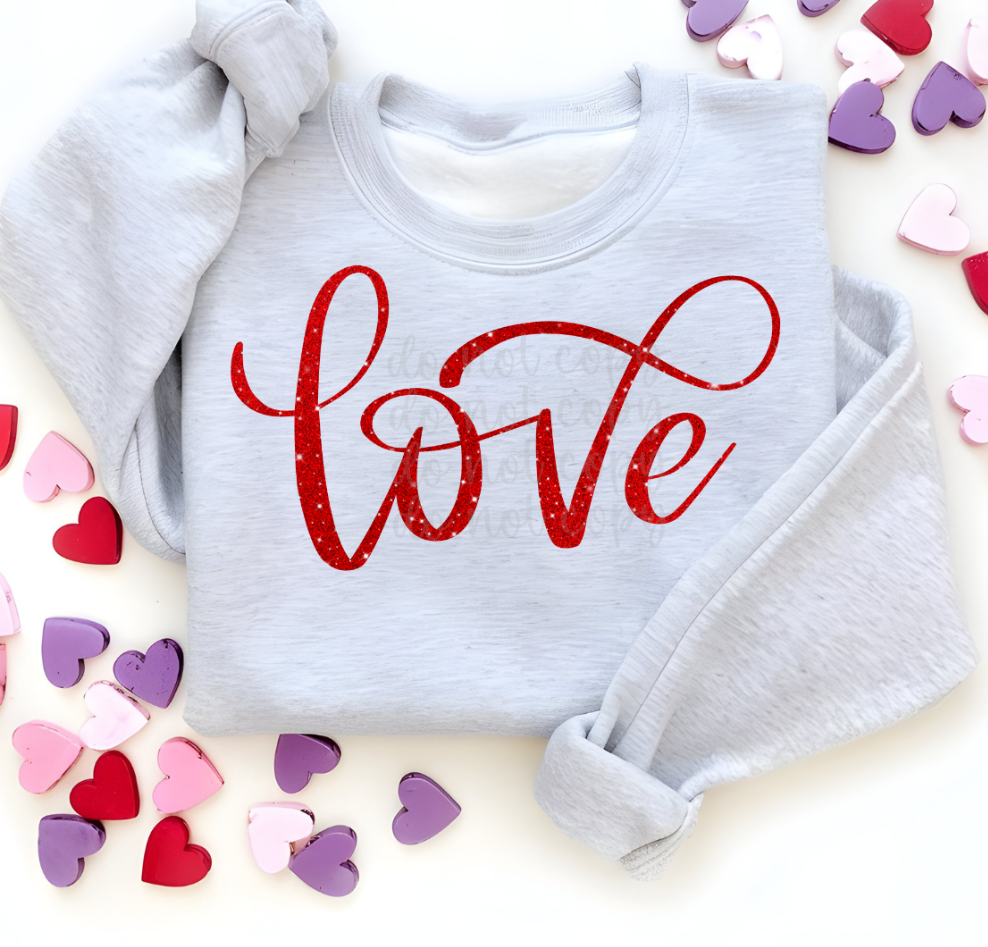 Red glitter Love (Parker)  DTF Transfer