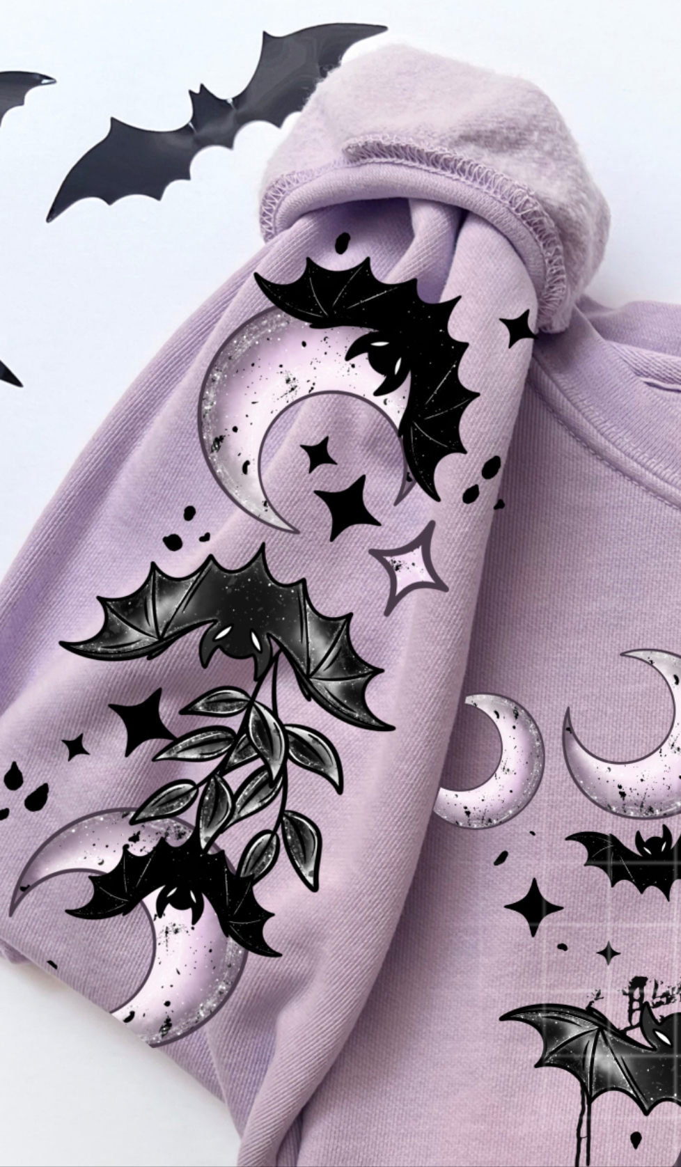 Bats and moons SLEEVE ONLY CSC DTF transfer