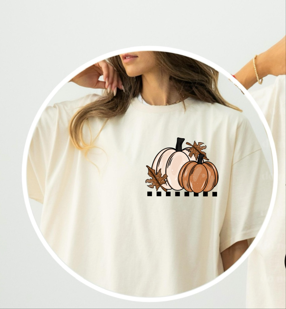 Peach and orange pumpkins checkered CSC DTF transfer