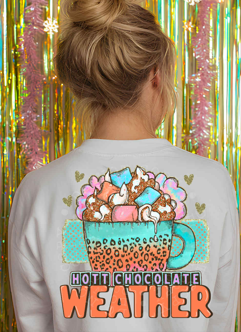 Hott chocolate weather mug colorful DTF transfer