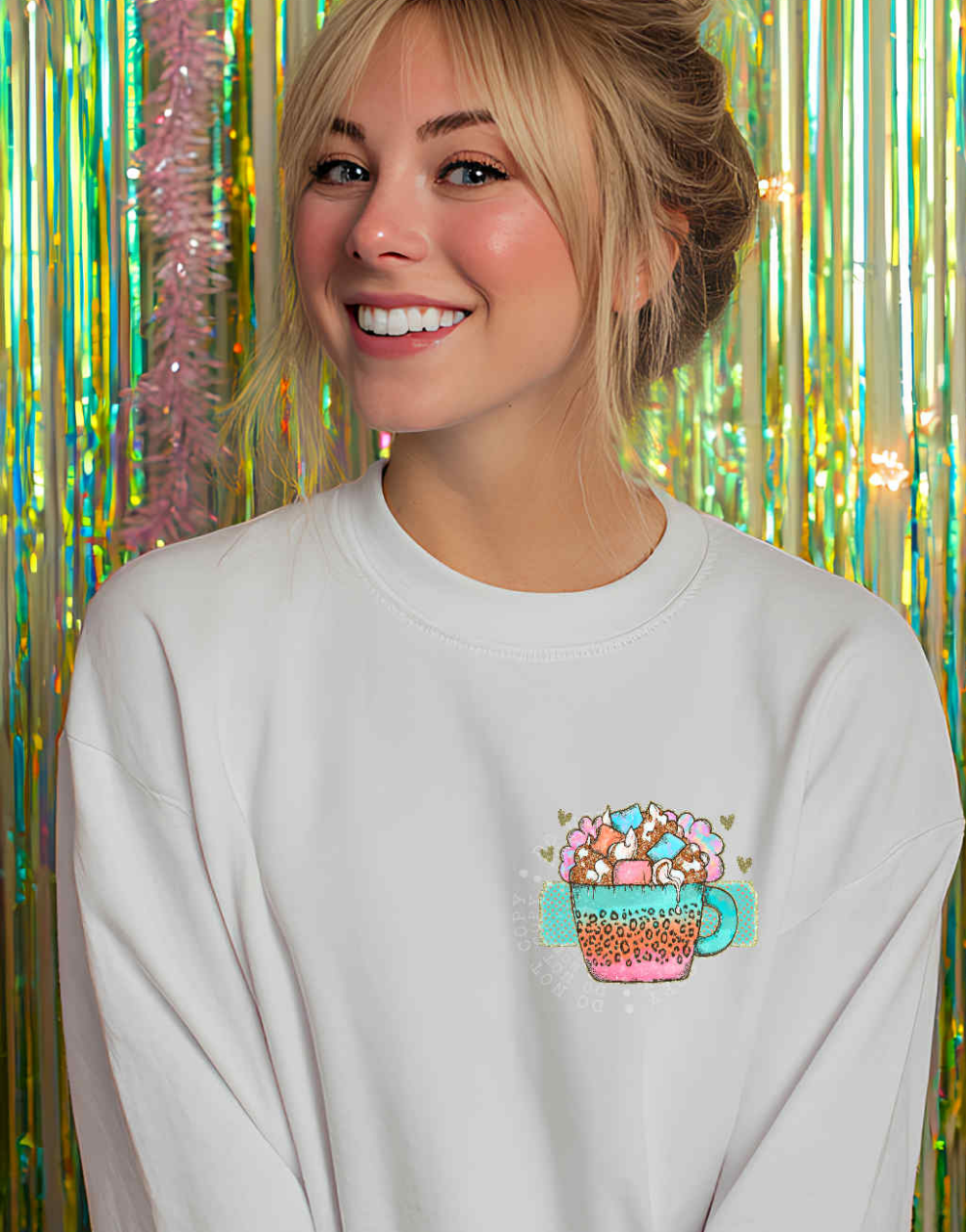 Hot cococa mug colorful DTF transfer