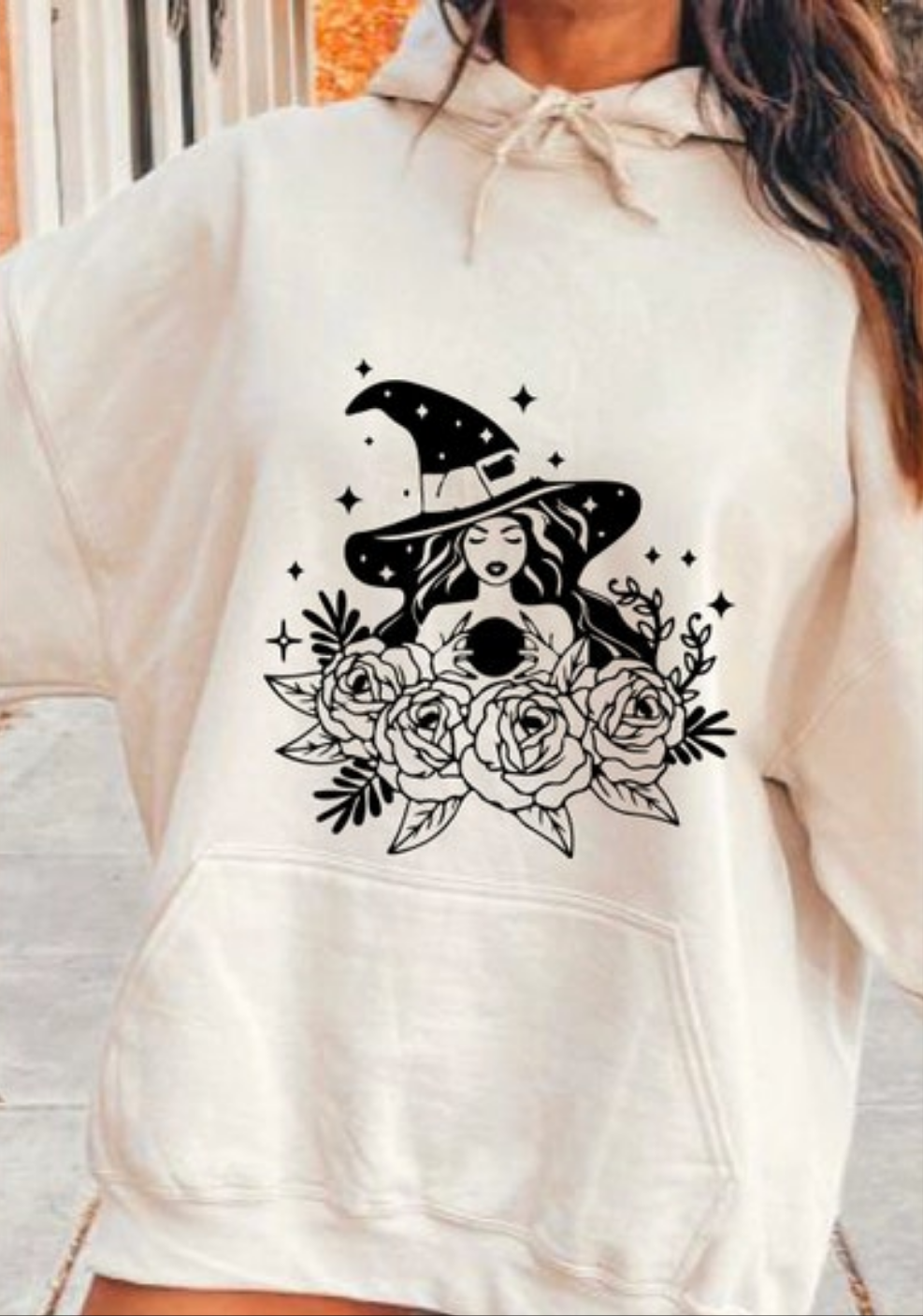 Witch with roses BLACK 68505 DTF transfer