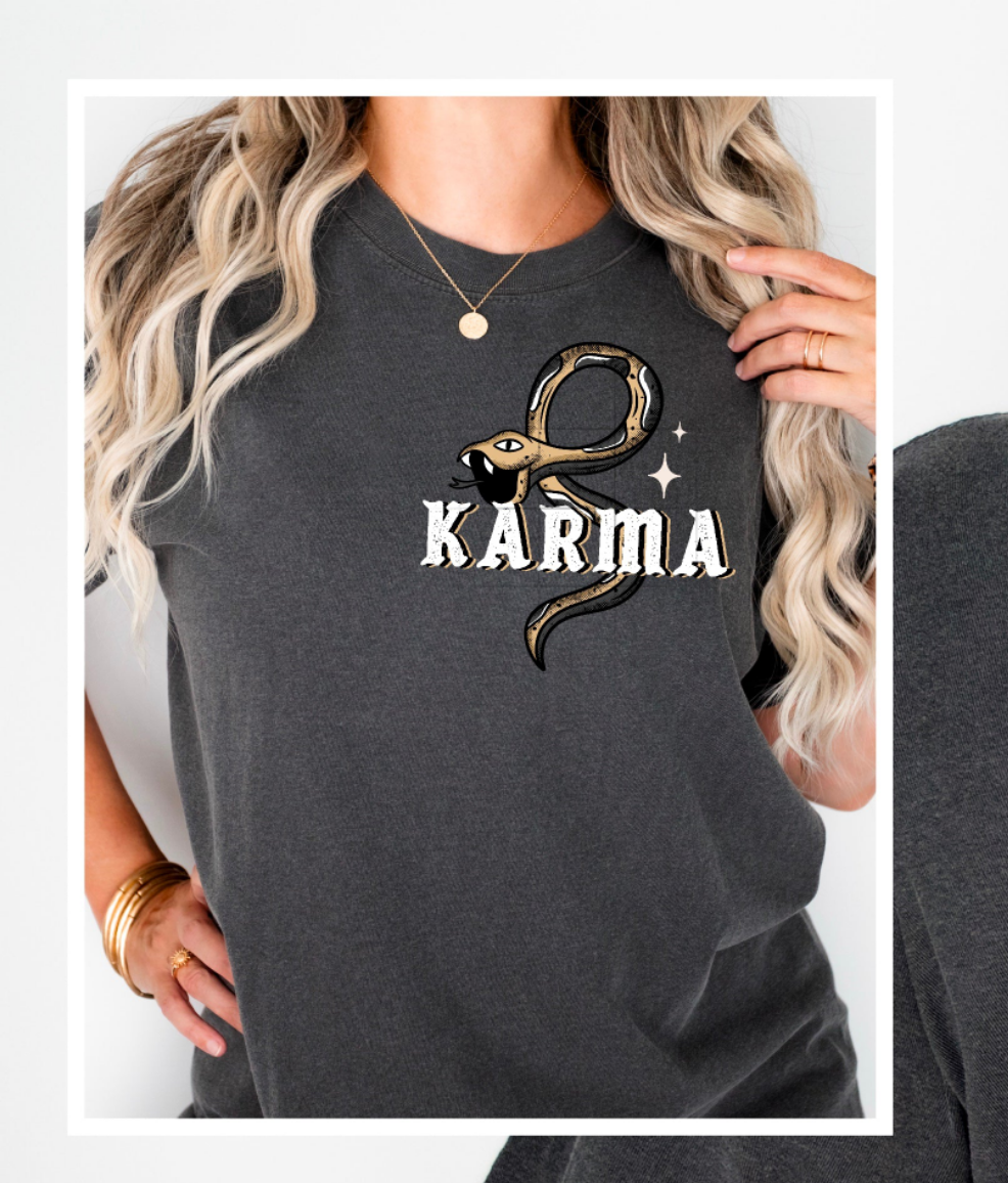 Karma FRONT WHITE FONT CSC DTF transfer