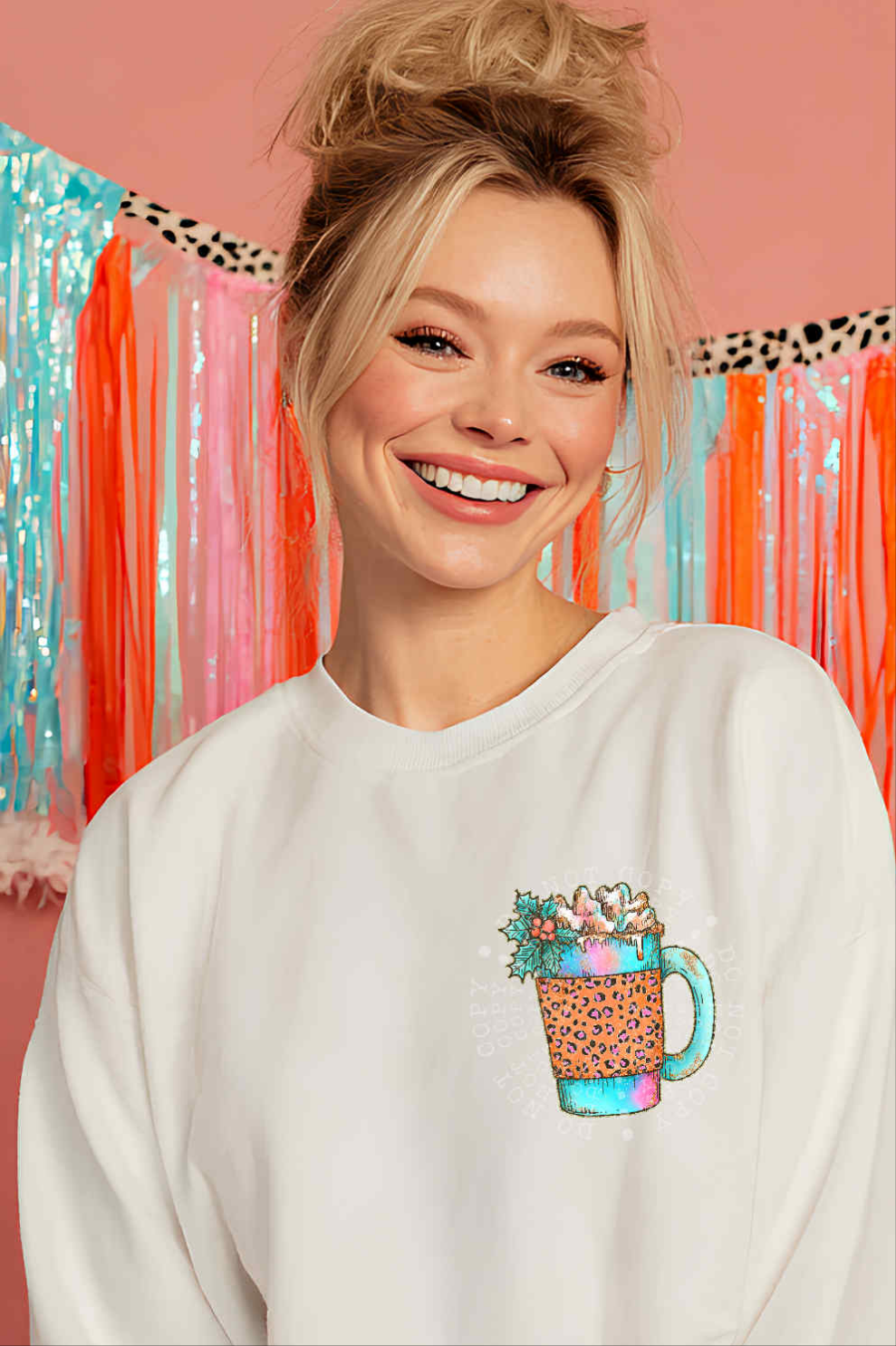 Colorful leopard coffee cup DTF transfer