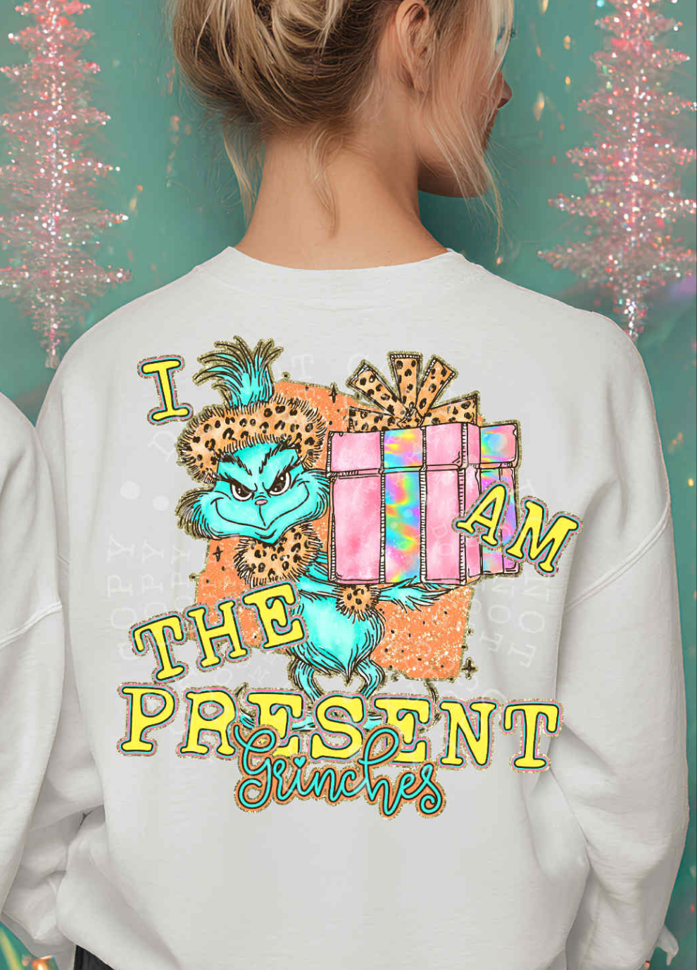 I am the present Green guy carrying gifts DTF transfer