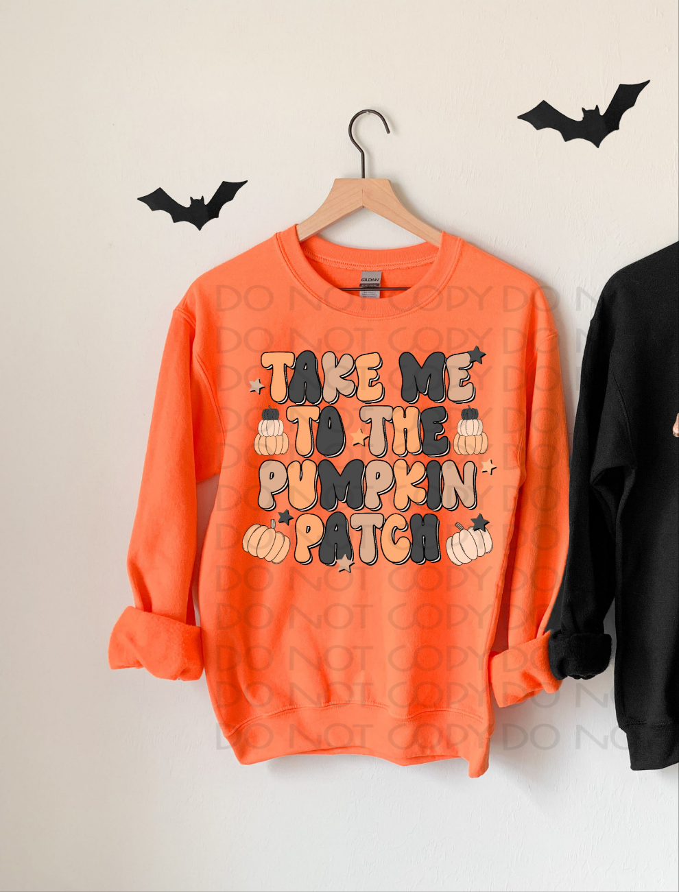 Take me to the pumpkin patch (orange, black and tan colors) pumpkins, stars 2792 DTF TRANSFER