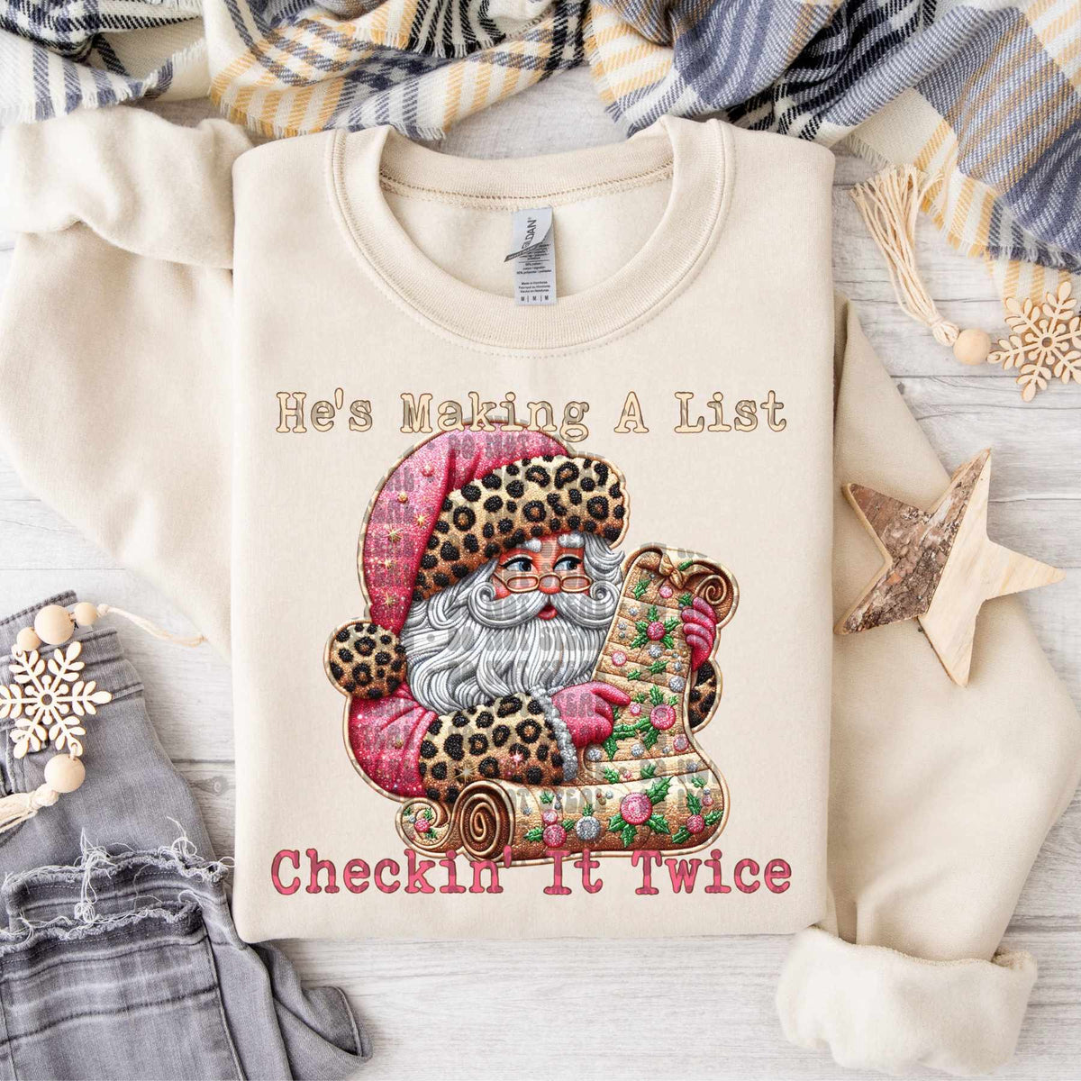 He’s making a list checkin it twice (LANE) 62723 DTF transfer