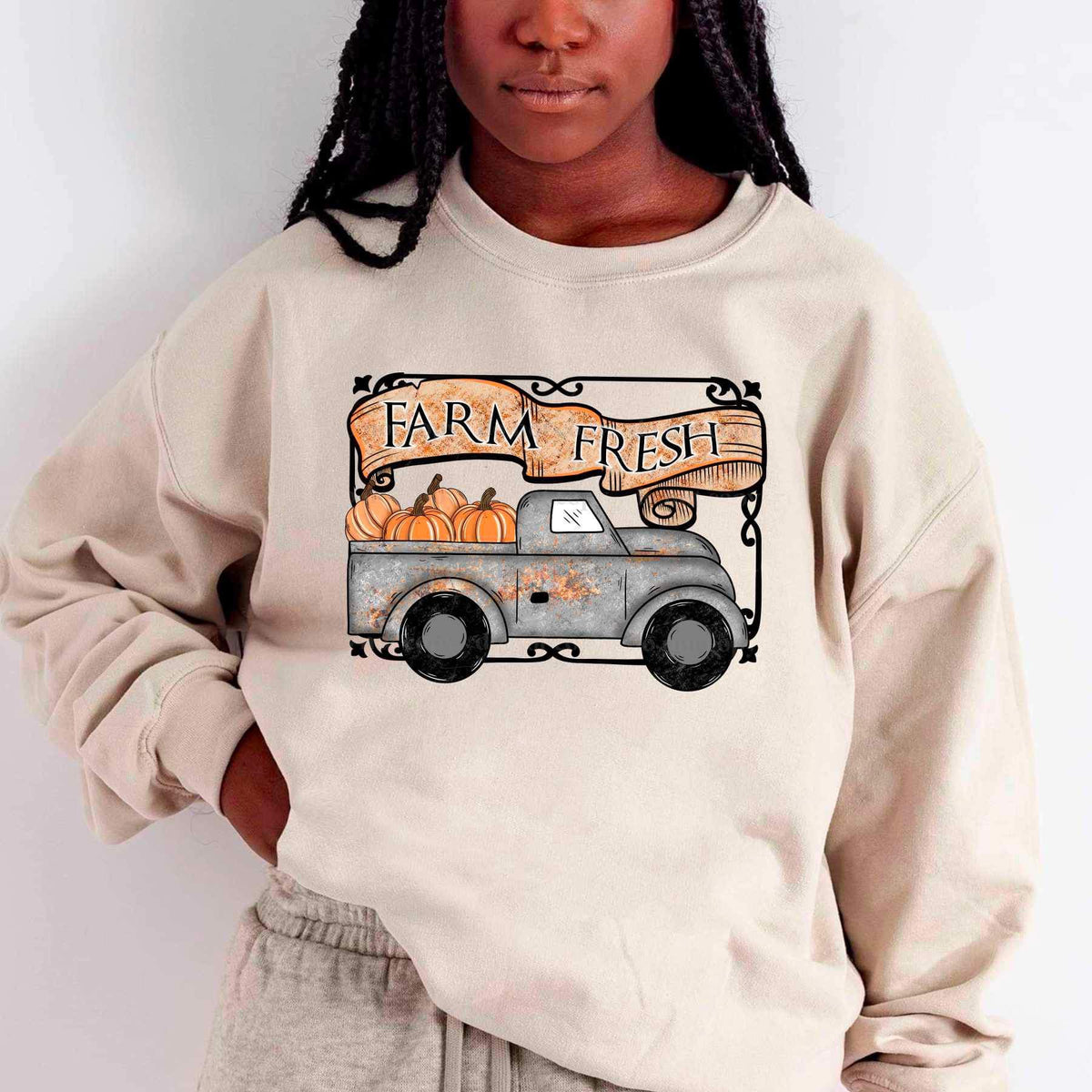 Farm fresh (silver truck with pumpkins) 9602 DTF TRANSFER