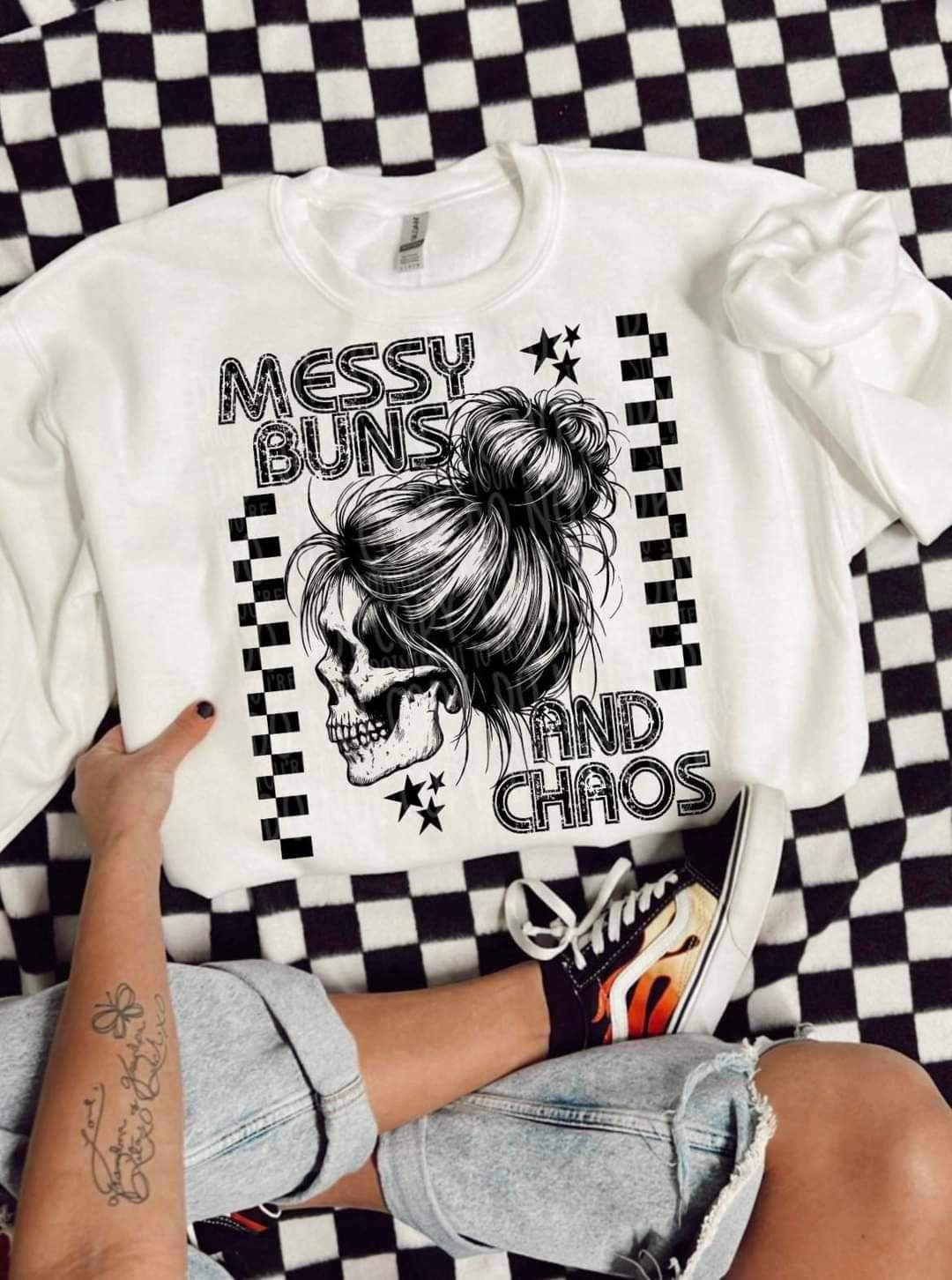 Messy buns and chaos BLACK (LYTTLE) 20798 DTF transfer