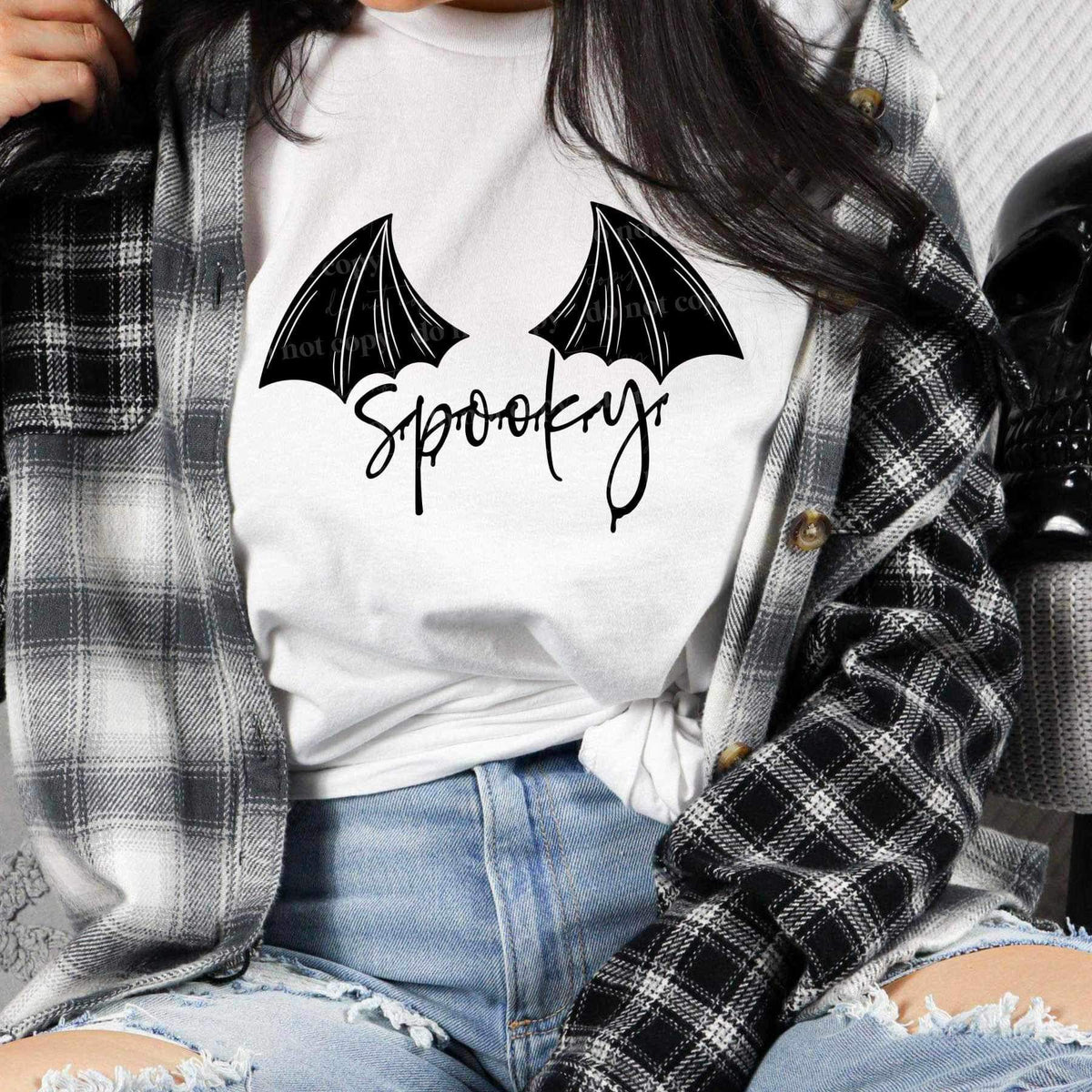 Spooky with bat wings BLACK 9587 DTF TRANSFER
