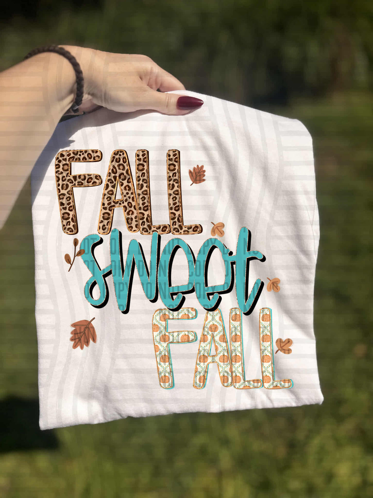 Fall Sweet Fall teal and leopard (caplinger) DTF transfer