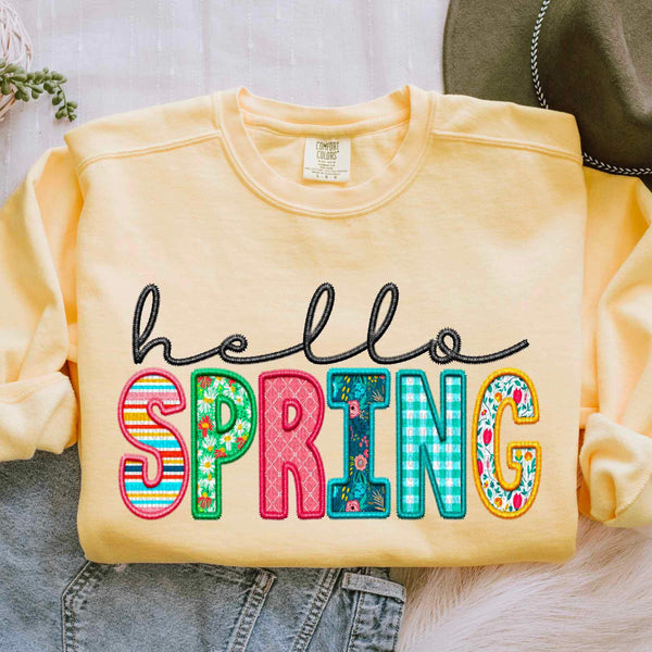 Hello spring patterned and black 20814 DTF transfer