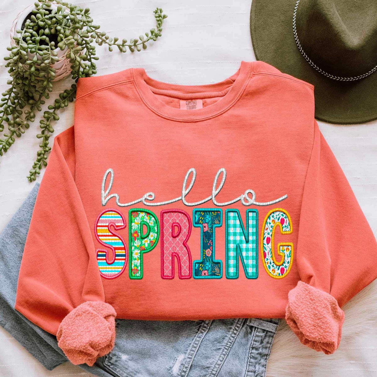 Hello spring patterned and white 20813 DTF transfer