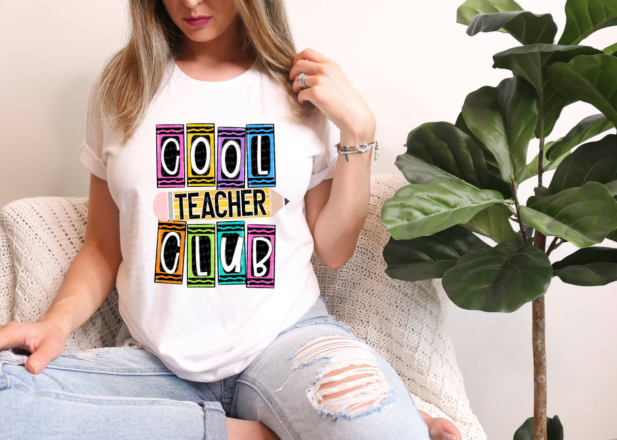 Cool teacher club colorful with pencil 28994 DTF Transfer