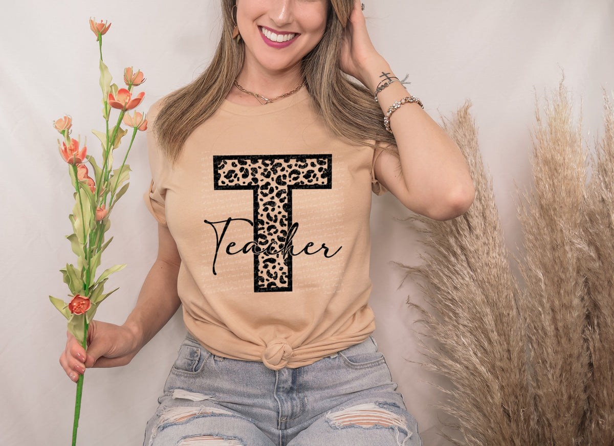 Teacher leopard T BLACK 28992 DTF Transfer