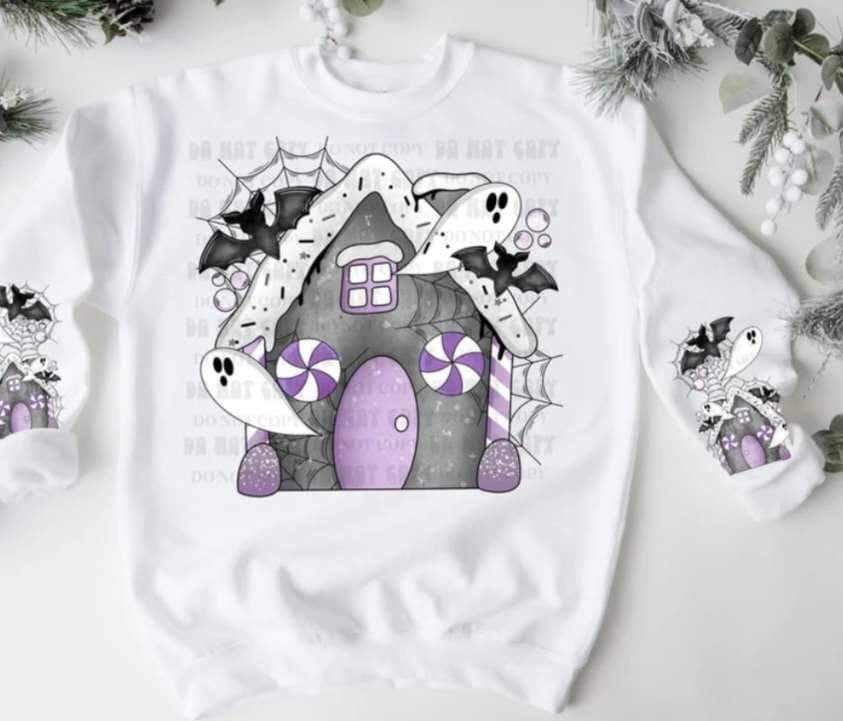 Halloween gingerbread house SLEEVE ONLY 9447 DTF TRANSFERS
