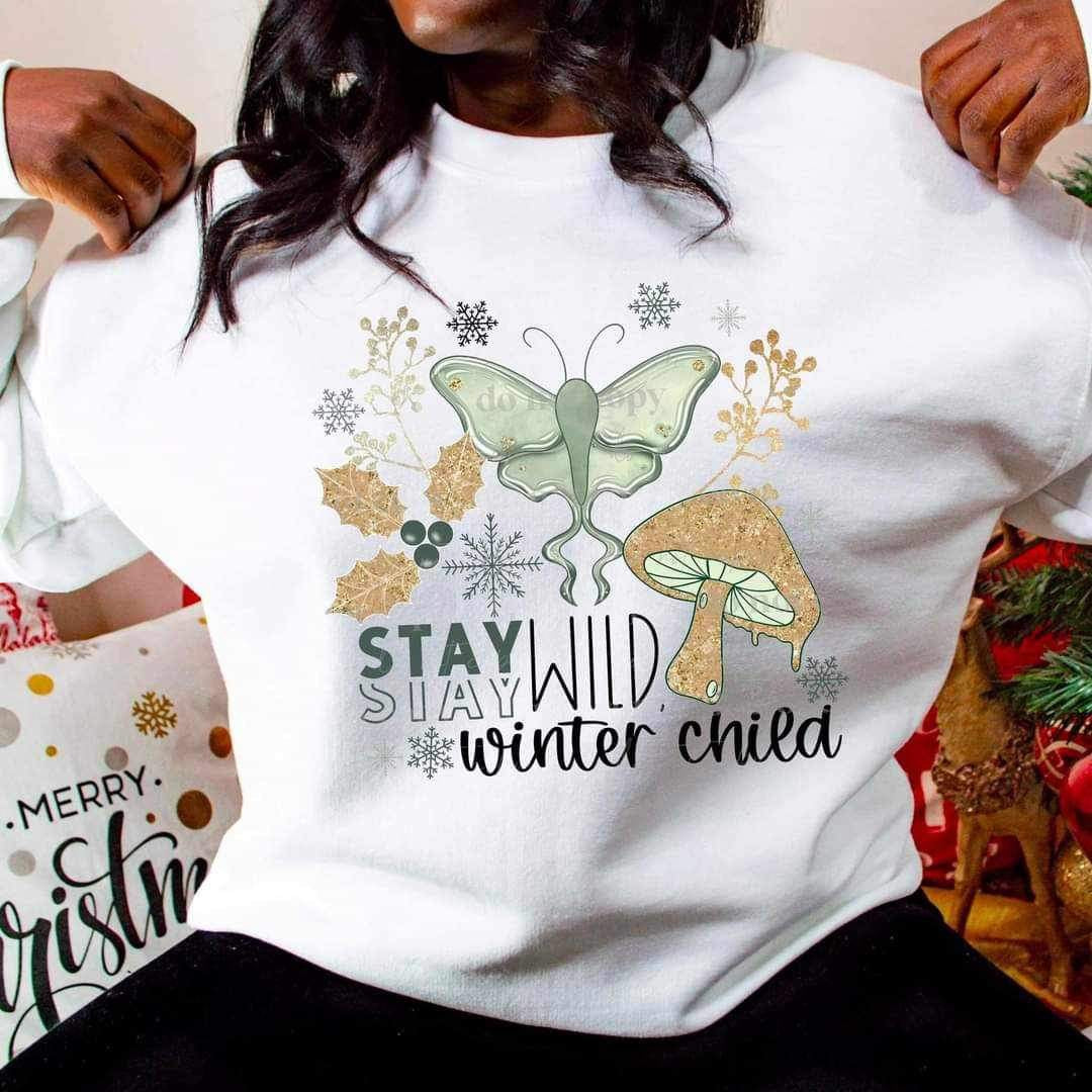 Stay wild winter child (moth mushroom snowflakes) 9433 DTF TRANSFER