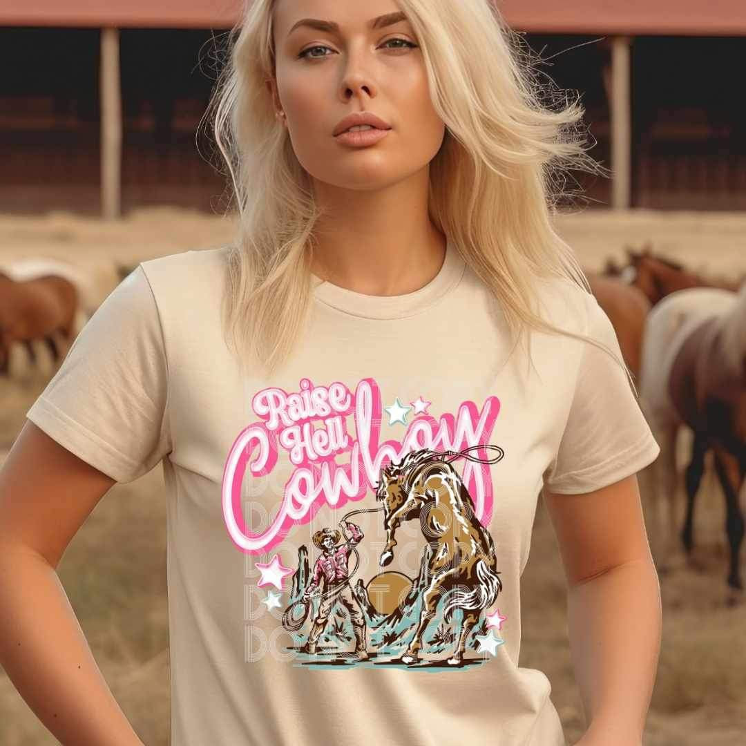 Raise hell cowboy (SSD) 20828 DTF transfer