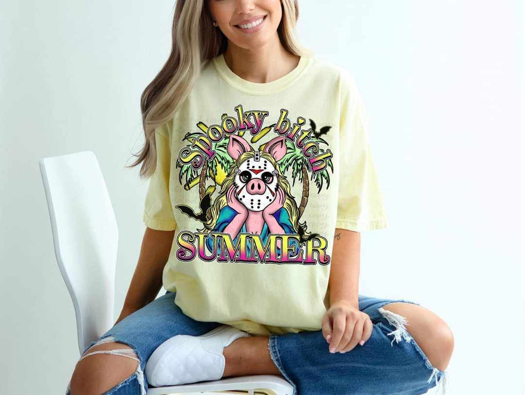 Spooky bitch summer pig person 31321 DTF transfer
