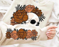 Skull with flowers SLEEVE ONLY 9415 DTF TRANSFER