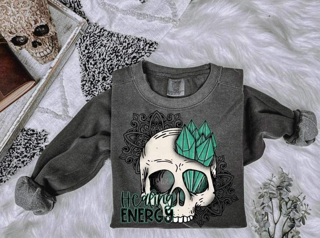 Healing energy (skull with crystals) 9415 DTF TRANSFER