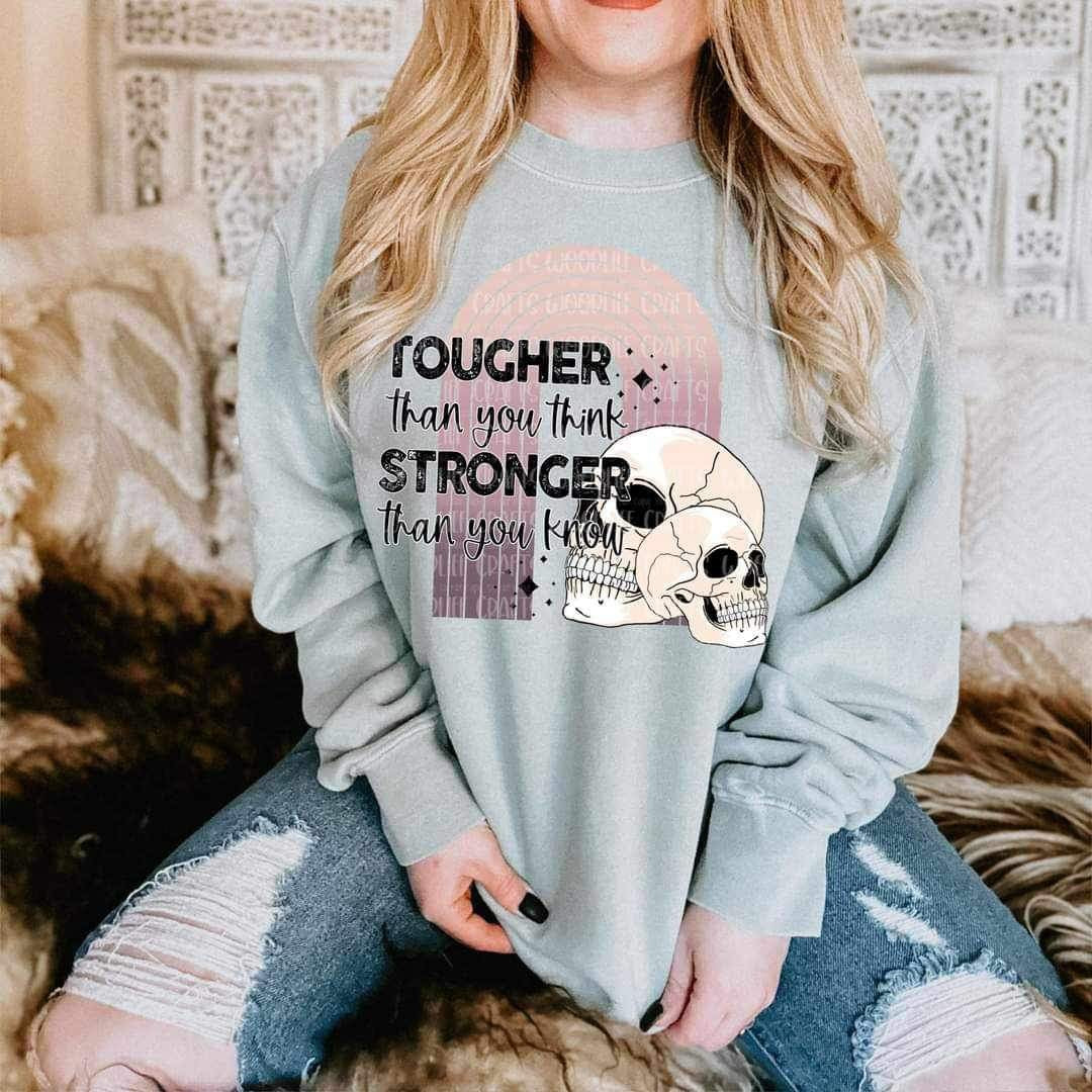 Tougher than you think stronger than you know (skulls with purple arch) 9412 DTF TRANSFER