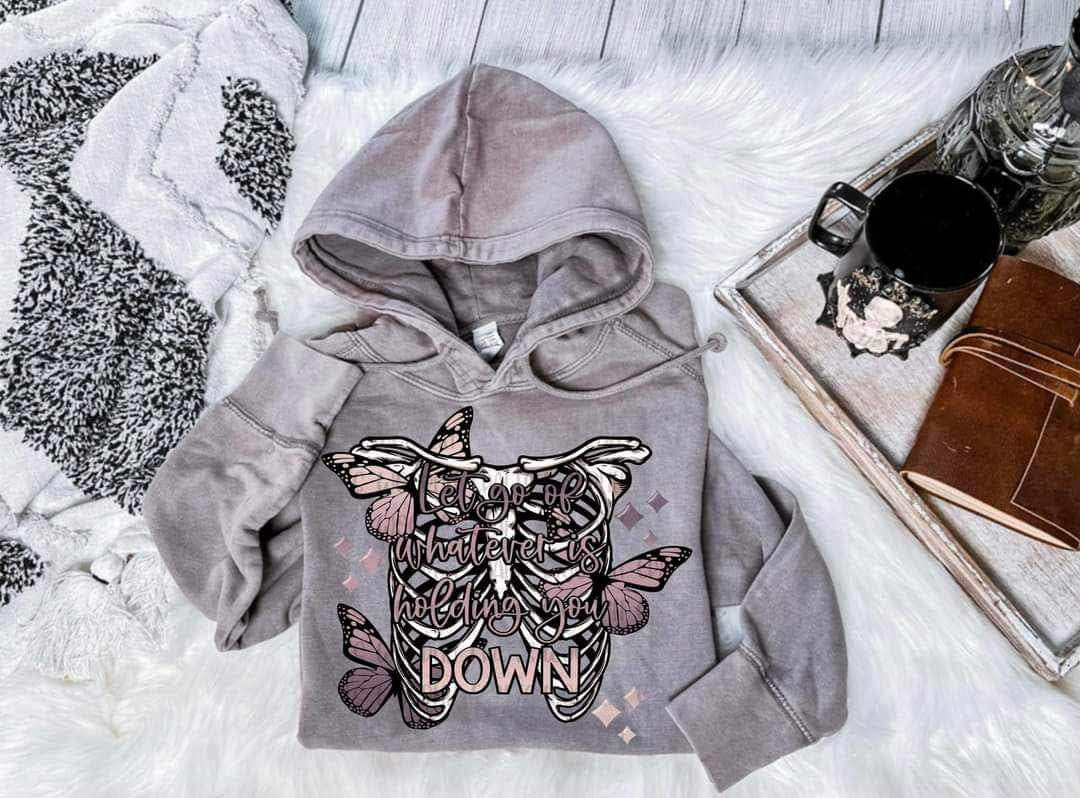 Let go of whatever is holding you down (rib cage with butterflies) 9408 DTF TRANSFER