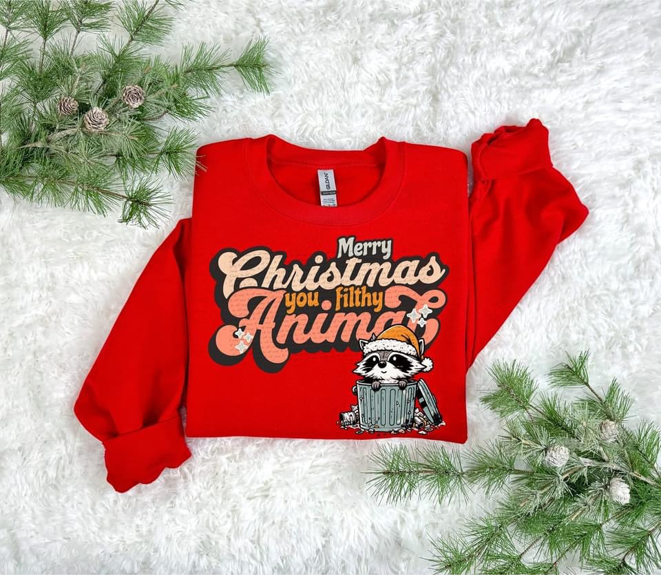 Merry Christmas you filthy animal raccoon 43384 DTF transfer